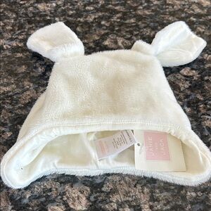 JANIE AND JACK  SHERPA BUNNY EAR HAT 0-3 MONTHS NWT